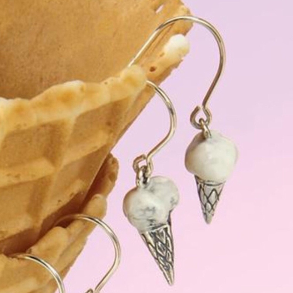 Sterling Silver Ice Cream Cone Earrings